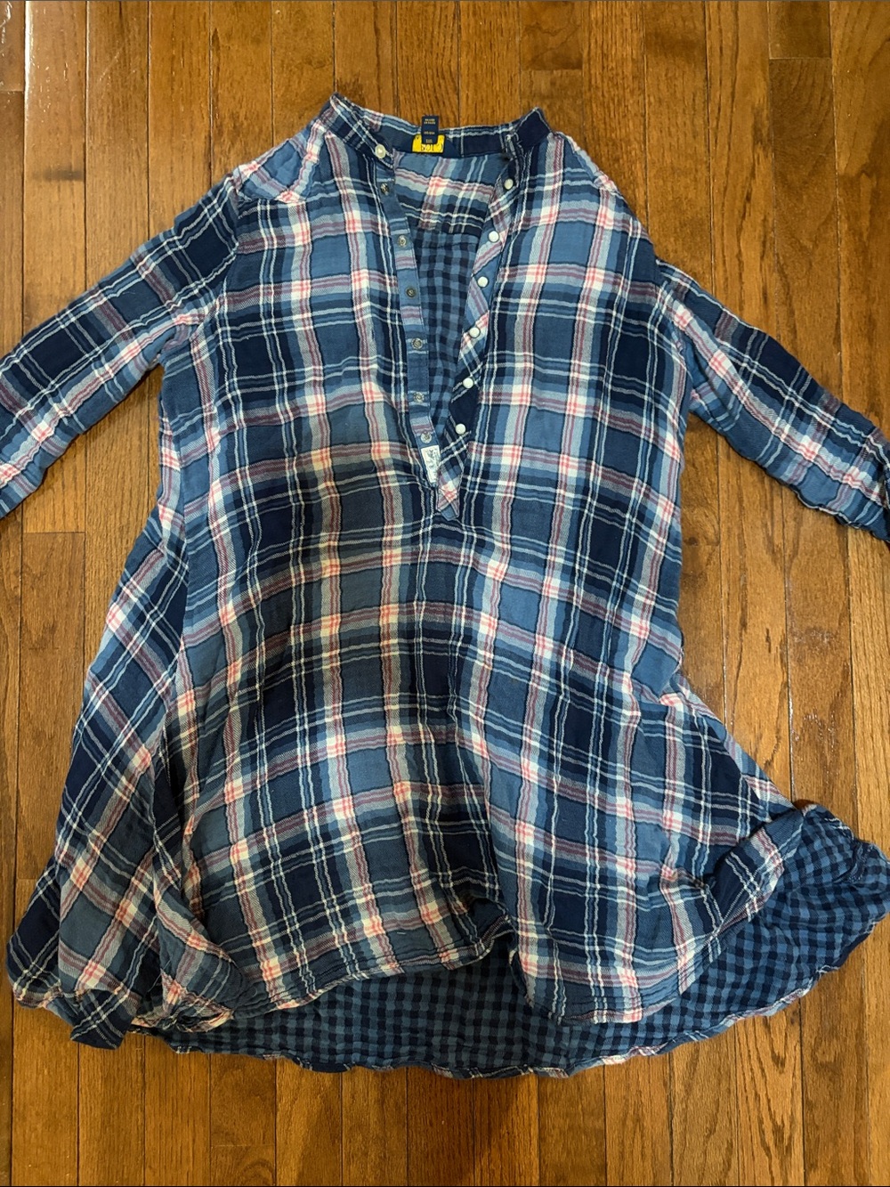 Polo by Ralph Lauren Girls Navy Blue Pink Plaid Nightgown